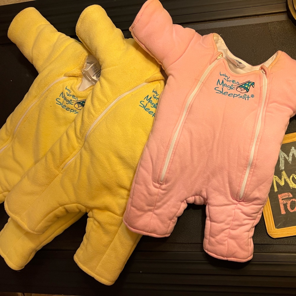 3 Merlin sleepsuits aka MOM LIFESAVERS!Small and 2 larges(just incase ones dirty